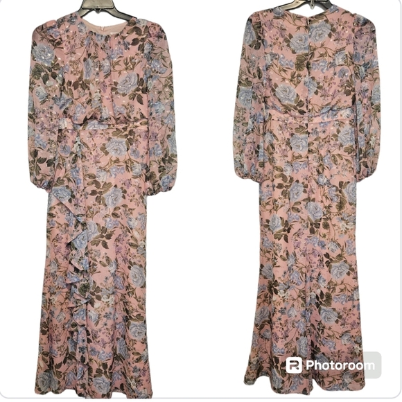 NWT Eliza J Floral Print Pink Maxi Dress Sz 6 - Picture 3 of 12